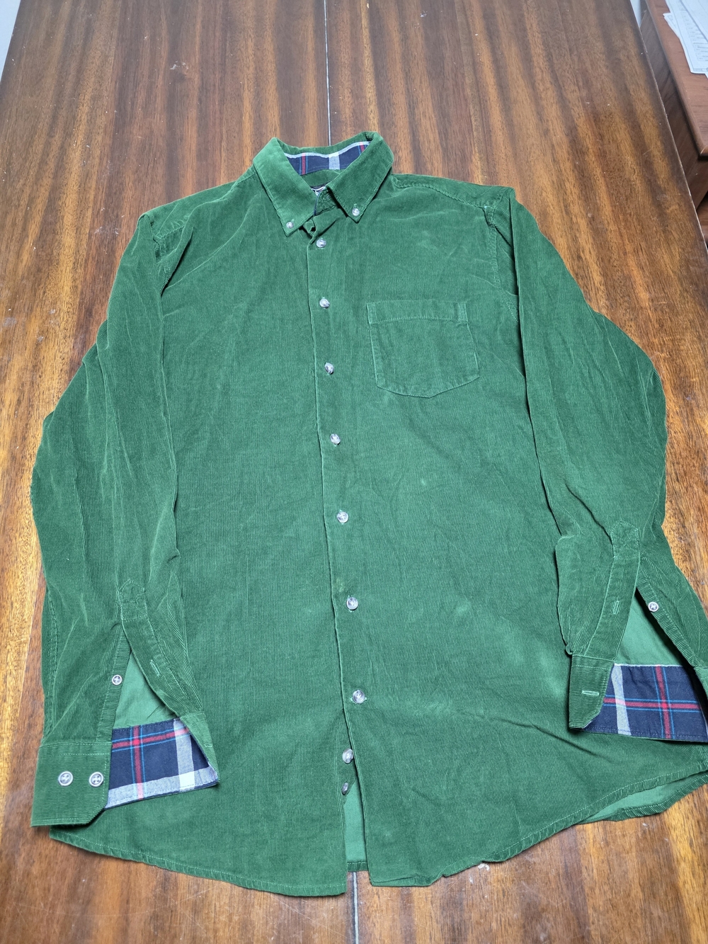 Men's Green Corduroy Button-Down Shirt
